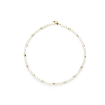 Diana gold bead + pearl necklace