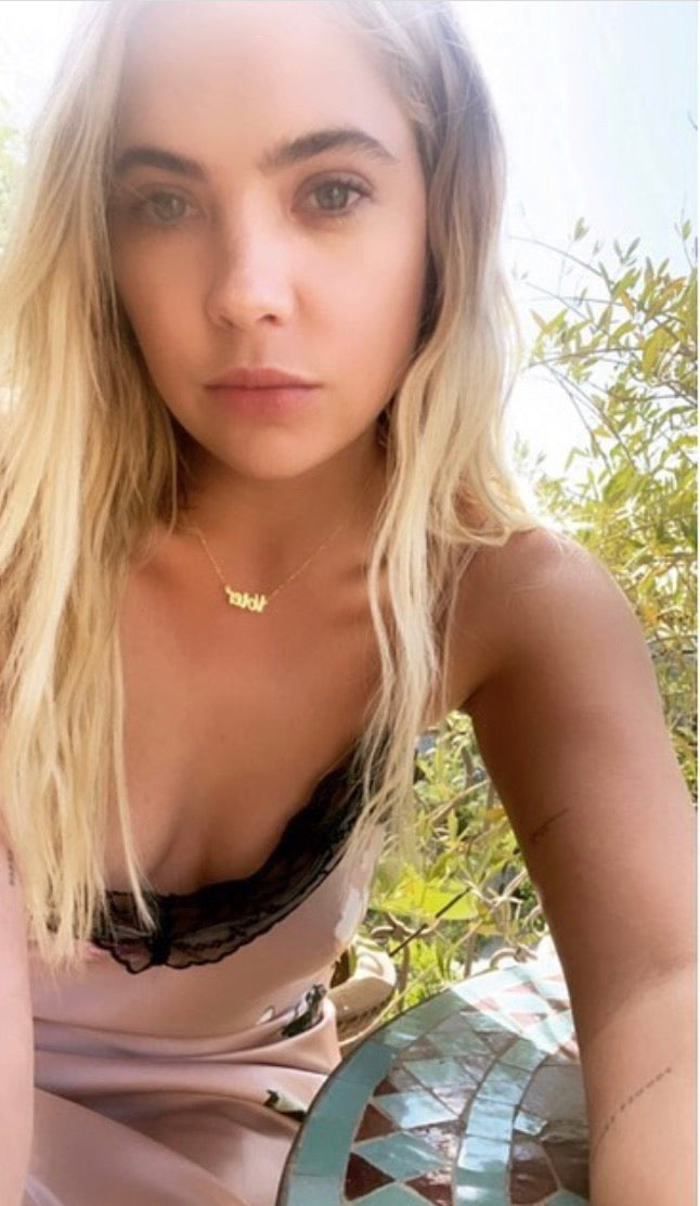 Ashley Benson Stella and Bow Voter necklace