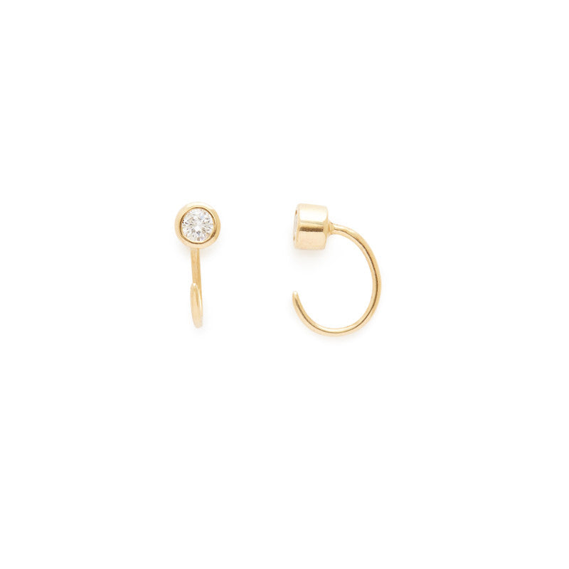 Michelle huggie earrings (white diamond)