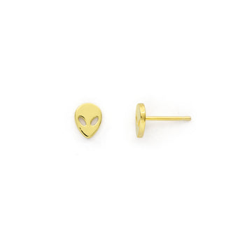 Alien stud earrings (gold or silver)