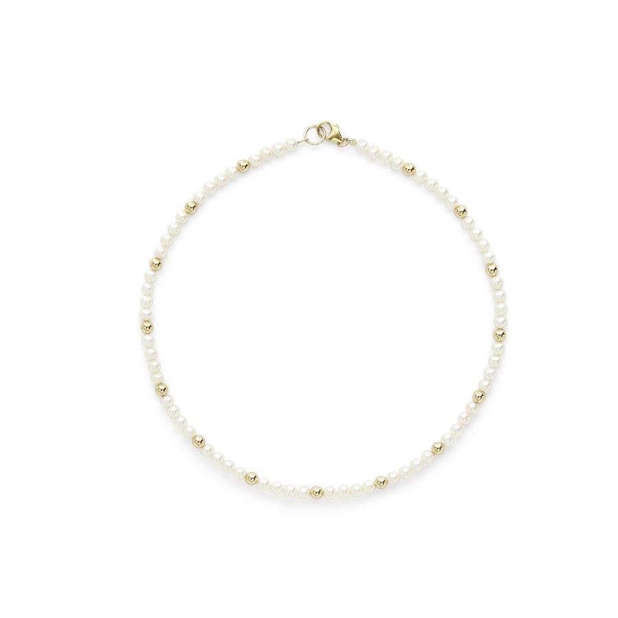 Diana gold bead + pearl necklace