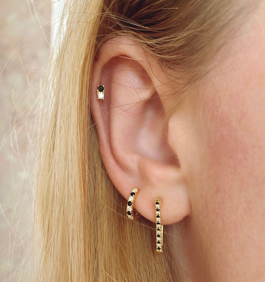 Debussy checker hoop earrings