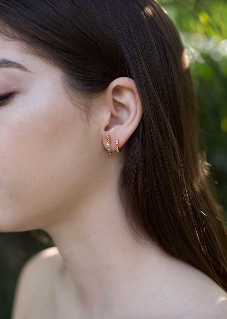 Yellow bar earrings (gold and silver)