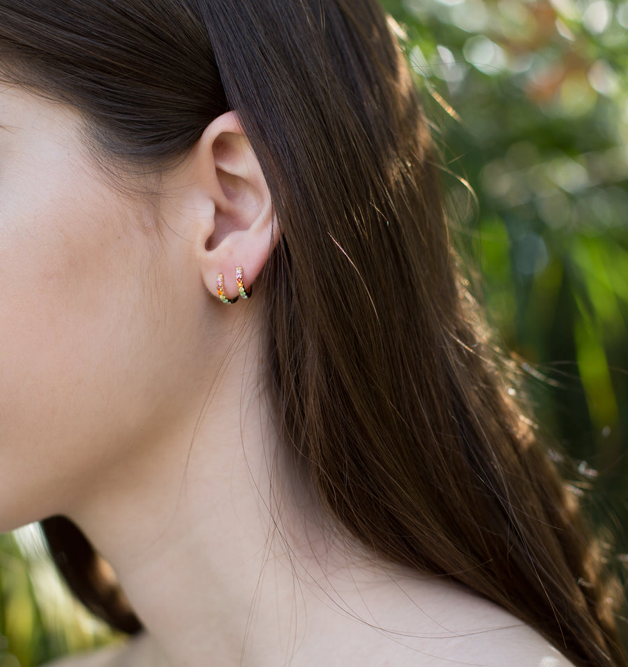 Violet huggie hoops (gold and silver)